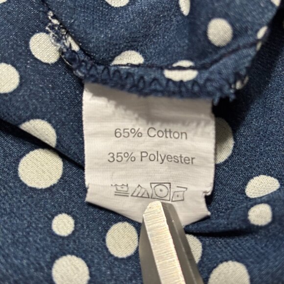 Emery Rose Navy Polka Dot Short Sleeve Top Women’s 1XL Minimalist Classic - Picture 6 of 10